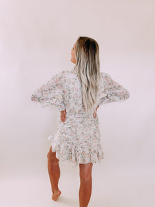 Fashionably Late Floral Ruched Dress