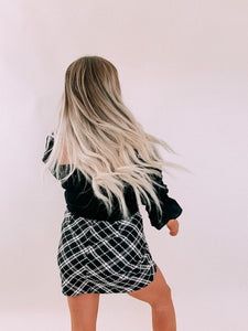 As If Black and White Plaid Skirt